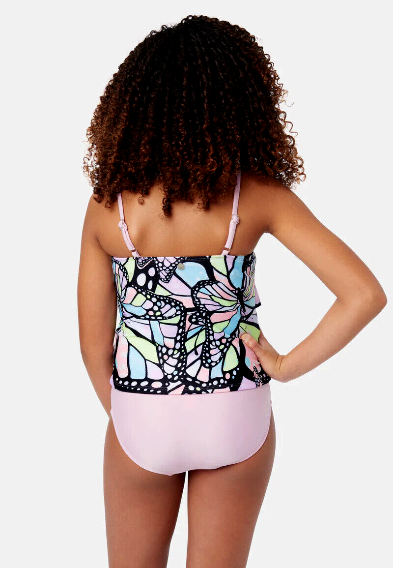 JUSTICE Girls Swimsuit Tankini Bikini Ruffle Swim Butterfly 5 6 7