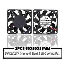 2PCS SXDOOL 60mm 6015 5V 12V 24V Brushless 2PIN DC Cooler Fan 60x60x15mm 6015