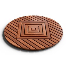 Round Teak Shower Mat, Xtra-Large 32 Diameter, Waterproof, Hand-Crafted