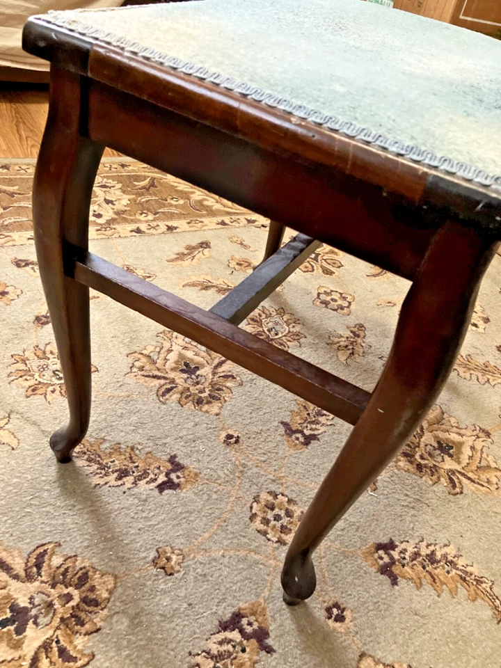 Antiguo/Vintage Tocador Taburete/Banco/Silla Hermosas Patas Curvas? Caoba Foto 3 de 4