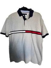 Tommy Hilfiger Men's Gray Regular Fit Stretch Embroidered Chest Stripe Polo Shir