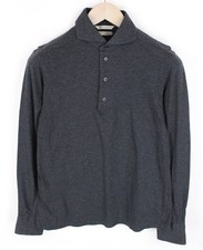 Suitsupply Mens Extra Slim Long Sleeve Polo T-Shirt Gray 37/38/14 1/2/15