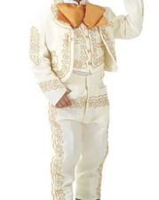 Beige Gold Boys Toddlers Mariachi Folkloric Suit Set Mexico Fiesta Dance Costume