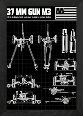 37mm Gun m3 Gerahmtes Wandbild Poster Leinwanddruck Bild