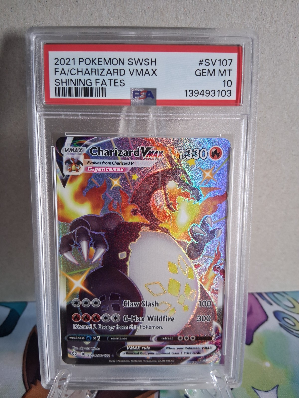 2021 Pokémon Swsh FA/Charizard VMax Shining Fates #SV107 PSA 10 GEM MT