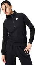 Nike Women's Sportswear Club Fleece 1/2-Zip Sweatshirt, Birch Heather/Black, Lar