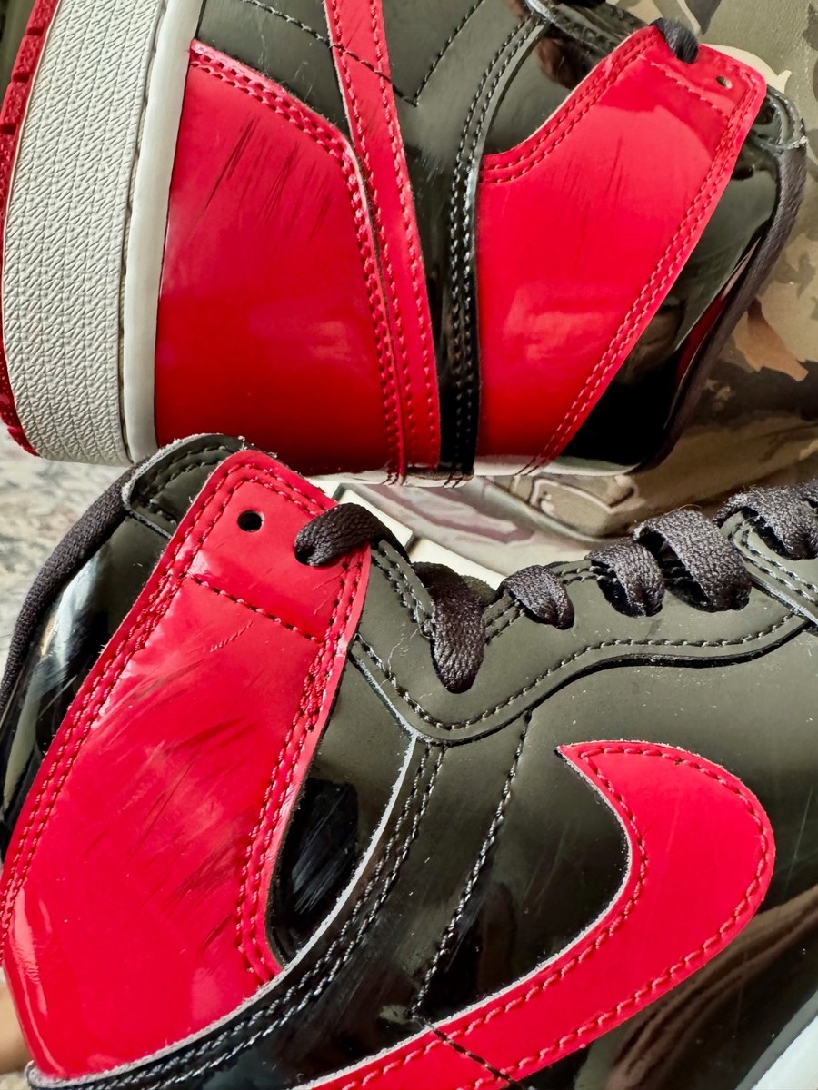 Nike Air Jordan 1 Retro High OG Patent Bred Sz 8.5 Black Red w