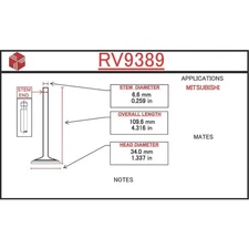 ITM Engine Components RV9389 Engine Intake Valve