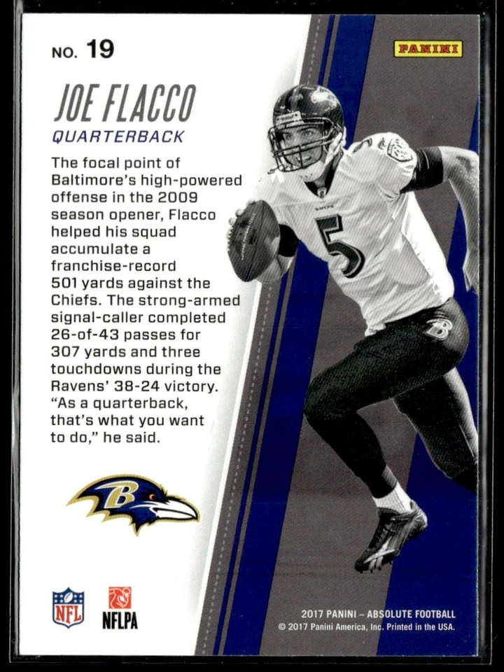 2017 Panini Absolute Joe Flacco Kickoff HSC - Image 2 of 2