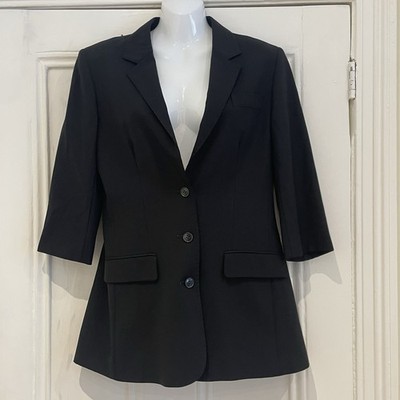 AllSaints Damen Wollblazer Größe 12   schwarz maßgeschneiderte elegante Arbeitsjacke