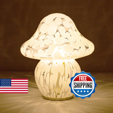 HEQET Mushroom Lamp Glass Mushroom Table Lamp for Bedrooms, Living Room, Aesthet