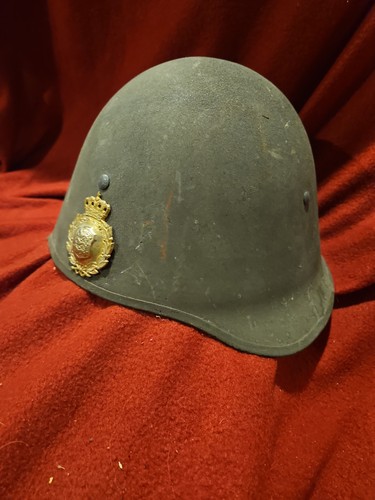 Danish Army M1923 Helmet With Original Liner And Gilded Parade Insignia