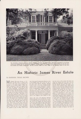 Brandon Plantation James River Virginia Estate Robert Williams Daniel 6pgs 1932