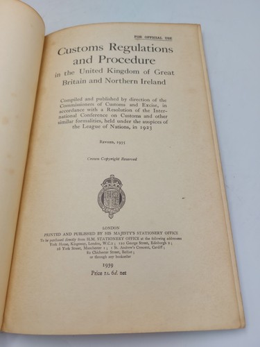 Custom Regulations And Procudures In The Uk 1939 - Picture 4 of 4