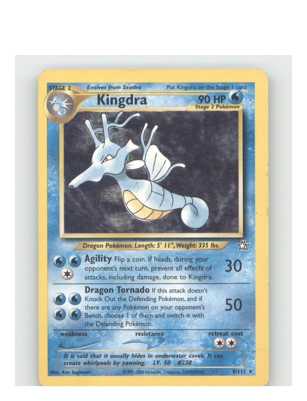 Kingdra Unlimited Holo Rare Neo Genesis 008/111 LP