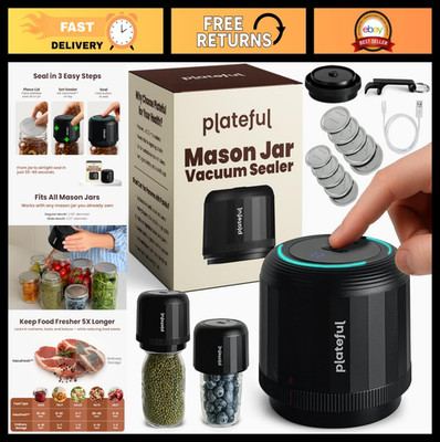 Electric Mason Jar Vacuum Sealer Kit - Portable Canning Machine for Wide & Regul