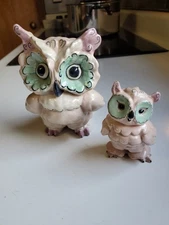 Pair Owls Kay Finch California Pottery  Figurines Set  Vintage Mid-Century 