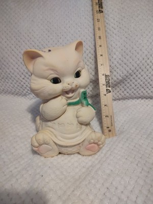 Ashland Vintage Rubber Cat Green Bow Squeak Toy 1960's