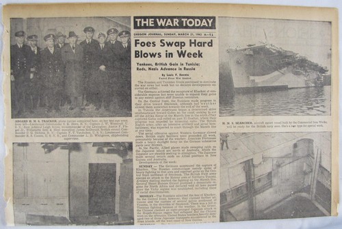 Vintage 1943 HMS Searcher Escort Carrier Ship / Kaiser Shipyards Newspaper