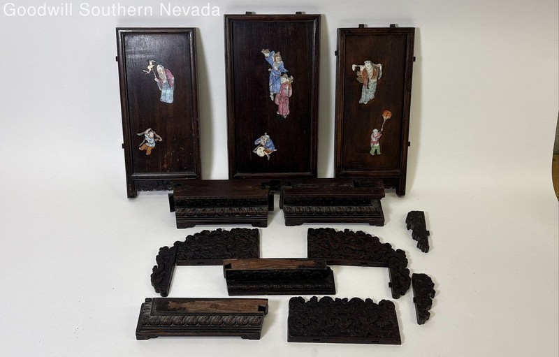 Decorative Vintage Wooden Small Tabletop Screen Panel Parts