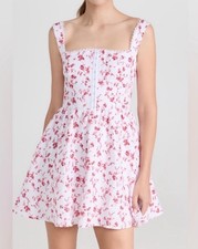 Reformation Sheri Linen Mini Dress Floral White Pink Size 10