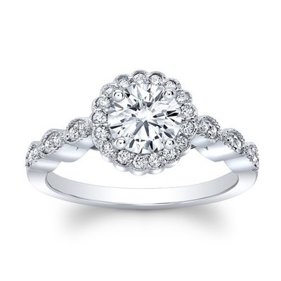 14K White Gold Round Cut Solitaire Lab Grown Diamond Ring for Women