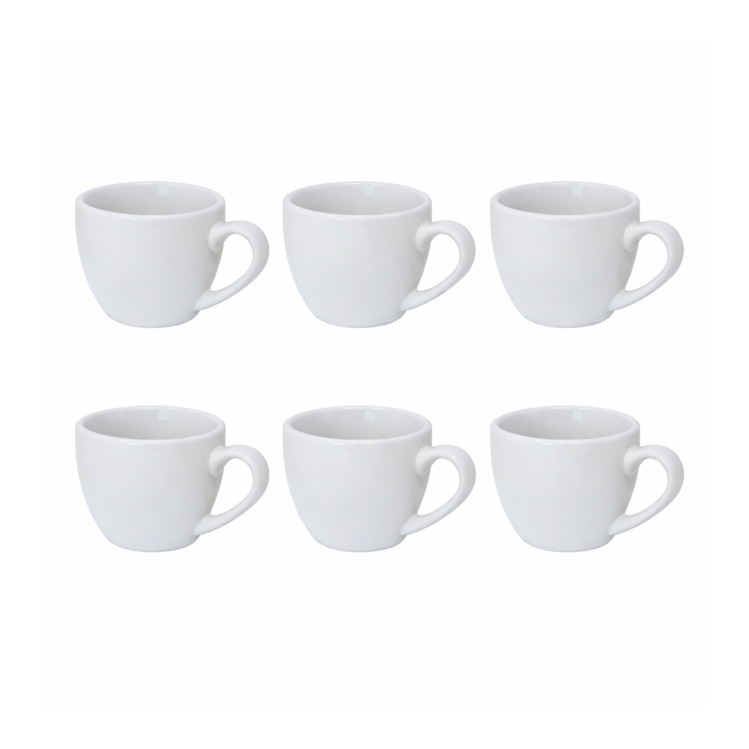 Porcelain Espresso Cups Set of 6 Solid White Coffee Tea Mug Contemporary 70ml