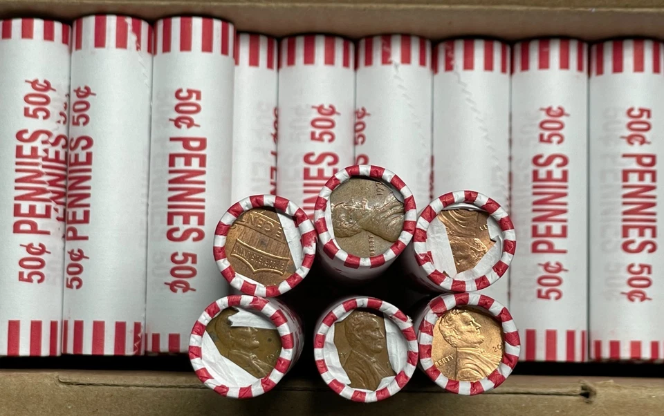 $25 Bank Box of 2,500 Pennies ~ 50 SEALED ROLLS ~ Find Wheats, Copper and Errors - Image 3 of 4