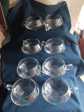 Vintage Set Of 12 Blown Glass Moderno Riekes Crisa Crystal Punch Cups 1970's. OB