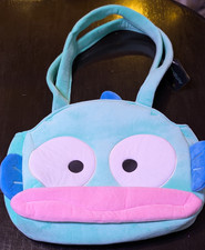 Sanrio Hangyodon Big Face Plush Tote Bag Bioworld 2024 NWT Blue Kawaii Cute New