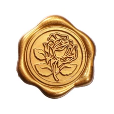 Rose Wax Seal Stickers, 50 Pack Antique Gold Self Adhesive Wax Stickers for W...
