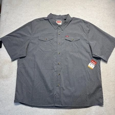 Wrangler Five Star Heritage Relaxed Fit Button Down Shirt Gray Men's Size 3XL