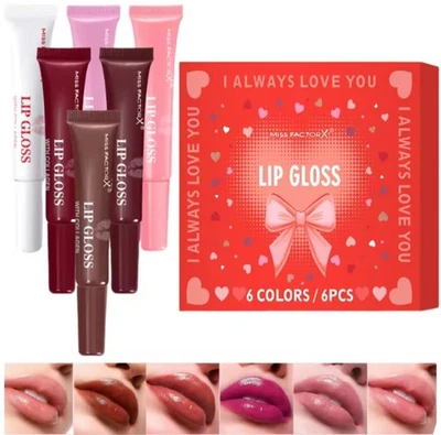 6 Stück/Box 6 Farben Lipgloss Set Einzigartiges Geschenkset Langanhaltend Feuchtigkeitsspendend Glänzend - Bild 1 von 4