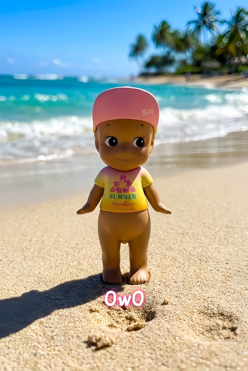Sonny Angel Summer Vacation Light Yellow T-shirt Hibiscus Tanned