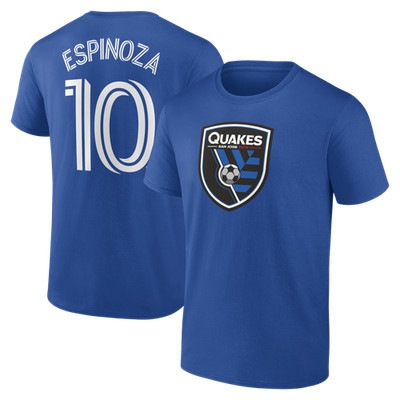 Men's Cristian Espinoza Blue San Jose Earthquakes Authentic Stack Name & Number