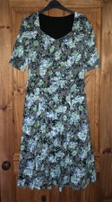Grey blue green floral lined jersey dress 10