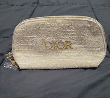 GWP Dior Beauty Gold Metallic Zipper Makeup B...