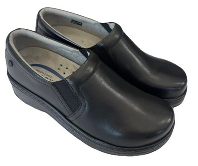 Klogs Naples Womens Black Leather Slip Resistant Nursing Clogs Shoes Size 9.5 Wi