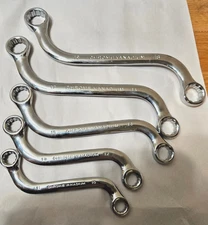 5pc "S" SHAPED WRENCH SET METRIC CR-V Obstruction Curved 12 point Box s