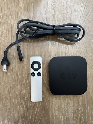 Apple TV 3rd Generation Box W Charging Cable And Remote Tested Black 4''Lx4''Wx1''H