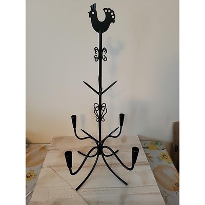 Gunnar Ander 1960s Swedish Iron MCM Mini Candelabra Industrial Modern Rooster