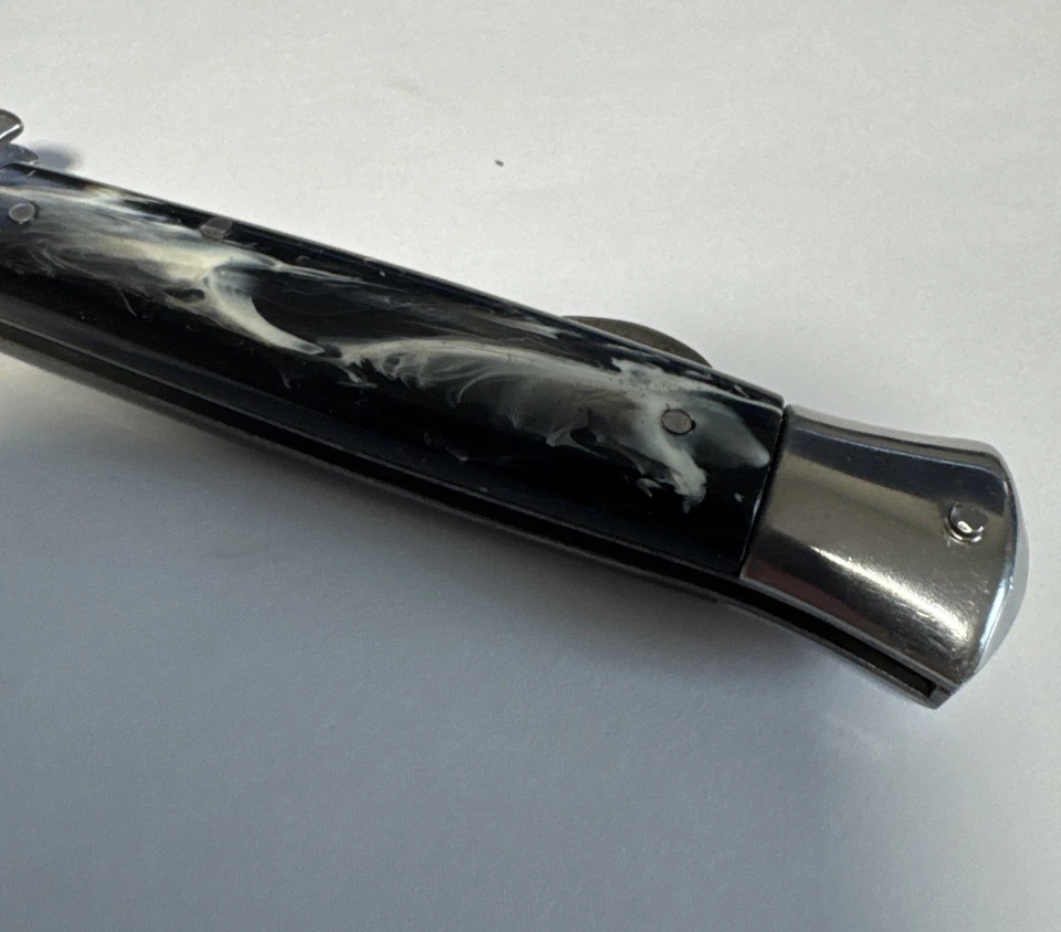 De colección G.C.Co. "Cuchillo plegable Italia 8"" estilo aguja mango remolino bloqueo trasero" Foto 2 de 4