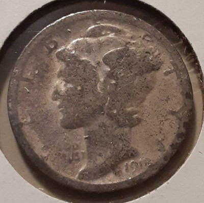 1918 Mercury Dime 10c Philadelphia Mint 90% Silver Winged Cap (#227-12920/RBJ)
