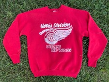 Vintage Detroit Red Wings Sweatshirt Crewneck Large NHL 80s Norris Division Rare