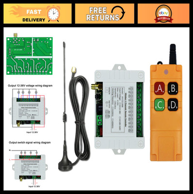 Wireless Remote Control Switch 4CH 10A DC 12V 24V 36V 433MHz Long Range Relay fo