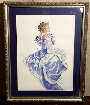 MIRABILIA Winter Queen Framed Cross Stitch Beaded Needlework 24x19 Art