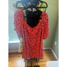 Reformation Red Floral Mini Dress Boho Size 12 EUC