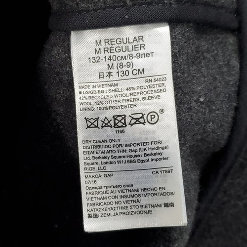Gap Kids Girl's Wool Coat Peacoat Size M Full Zip Toggle Hood Duffle - Picture 5 of 8