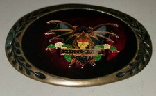 Rare 1981 Vintage Harley Davidson Batwing w/ Skull Rider Brass Belt Buckle Used