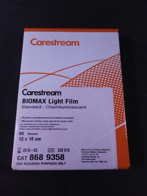 CARESTREAM BioMax Light Autoradiography Film Chemiluminescent 8689358 (50/pk) 